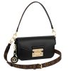 LOUIS VUITTON 송아지 가죽 및 캔버스 소재 트림 숄더 백, 핸드백, 숄더 백 여성 블랙 L24*W6*H15cm