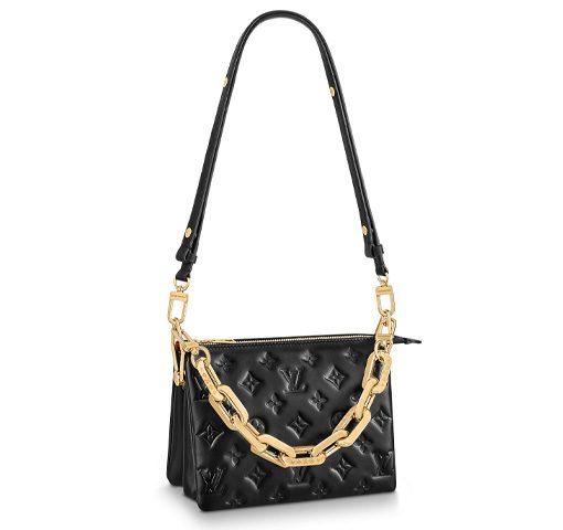 LOUIS VUITTON 쿠션 양가죽 필로우 백, 체인 백, 휴대용 크로스백, 숄더 백 여성 블랙 L21*W7*H16cm