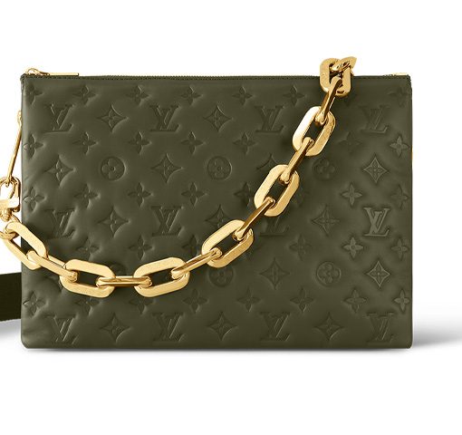 LOUIS VUITTON 쿠션 양가죽 크로스백, 숄더 백 M 여성 카키 L34*W12*H24cm
