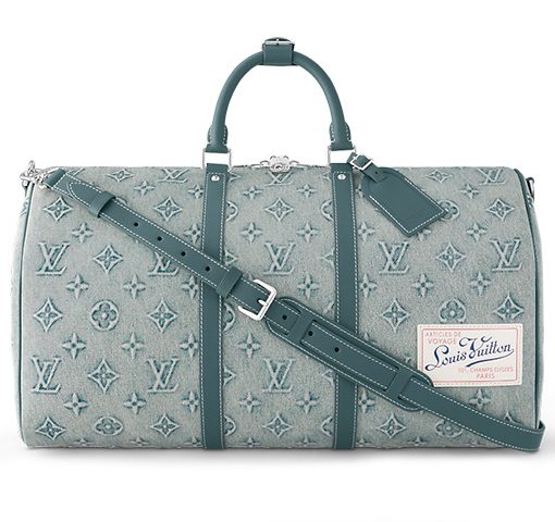 LOUIS VUITTON 키폴 캔버스+가죽 트림 캔버스 백, 핸드백, 숄더 백, 크로스백, 여행 백 남성 데님 블루 L52*W23*H29cm