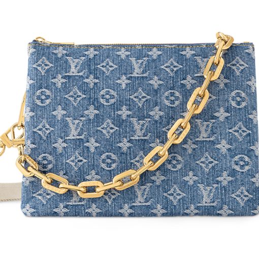 LOUIS VUITTON 쿠션 데님 숄더 백, 크로스 백 S 여성 데님 블루 L26*W12*H20cm