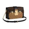 LOUIS VUITTON 트렁크 클러치 코팅 캔버스와 송아지 가죽 트림 소프트 선물 포장, 스몰 스퀘어 백, 체인 백, 핸드헬드 <브랜드_1>e 어깨 크로스백 여성 브라운 L20*W5.5*H12cm