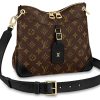 LOUIS VUITTON 오데온 코팅 캔버스 가죽 포함 트림 핸드백, 숄더 백, 크로스백 S 여성 블랙 L24*W8*H22cm