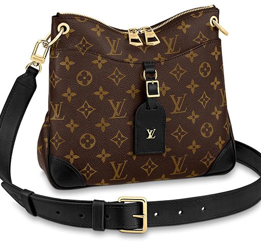 LOUIS VUITTON 오데온 코팅 캔버스 가죽 포함 트림 핸드백, 숄더 백, 크로스백 S 여성 블랙 L24*W8*H22cm