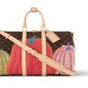 LOUIS VUITTON 야요이 쿠사마 콜라보레이션 키폴 코팅 캔버스 여행 백, 크로스바디백 핸드백 남성 브라운 L45*W20*H27cm