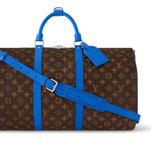 LOUIS VUITTON 키폴 코팅 캔버스 및 소가죽 트림 핸드백, 숄더 백, 크로스백, 여행 백 남성 블루 & 브라운 L50*W23*H29cm