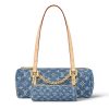 LOUIS VUITTON 파피용 데님 바빌론 콤보 백, 핸드백, 숄더 백 여성 데님 블루 L27*W11*H13cm