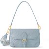 LOUIS VUITTON 다이앤 엠보싱 그레인 소가죽 바게트 핸드백, 숄더 백, 크로스백 여성 블루 L24*W9*H15cm