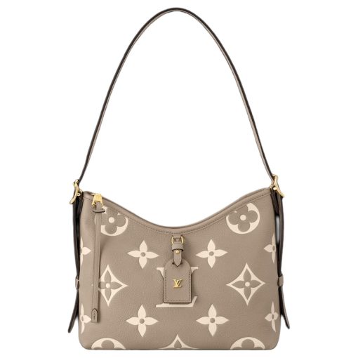 LOUIS VUITTON 캐리어올 가죽 핸드 백, 숄더 백 S 여성 도브 그레이 페어드 와 크림 베이지 L29.46*W11.94*H23.88cm