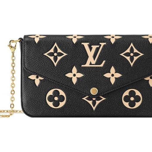 LOUIS VUITTON 포셰트 펠리시에 곡물 송아지 가죽 핸드 백, 숄더 백 레귤러 여성 블랙 L21*W3*H12cm