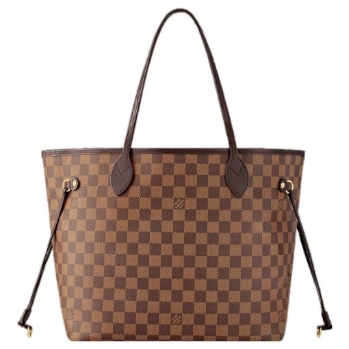 LOUIS VUITTON NEVERFULL 코팅 캔버스 및 소가죽 트림 토트 가방, 쇼핑백, 숄더 백, 핸드백 M 여성 브라운 L31*W14*H28cm
